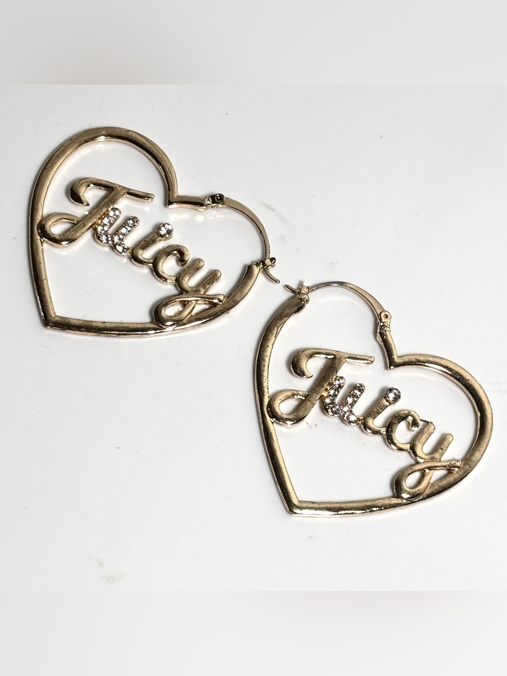 Juicy Couture Jewelry Gold Heart Hoop Earrings Crystal Accents
